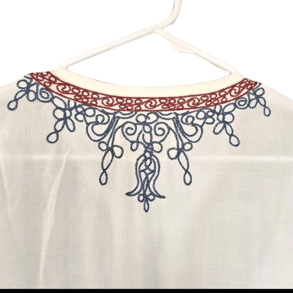 Johnny Was Biya Women's Cossima Embroidered Ivory Bohemian Tunic Blouse  Medium - Picture 10 of 16